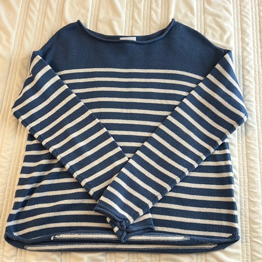 Blue and White Striped Sweater